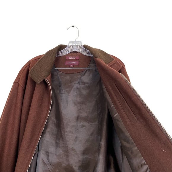 GUC Nordstrom Men's Sz M Wool Brown Bomber Jacket Zip Up Long Sleeve Jacket - Picture 7 of 10